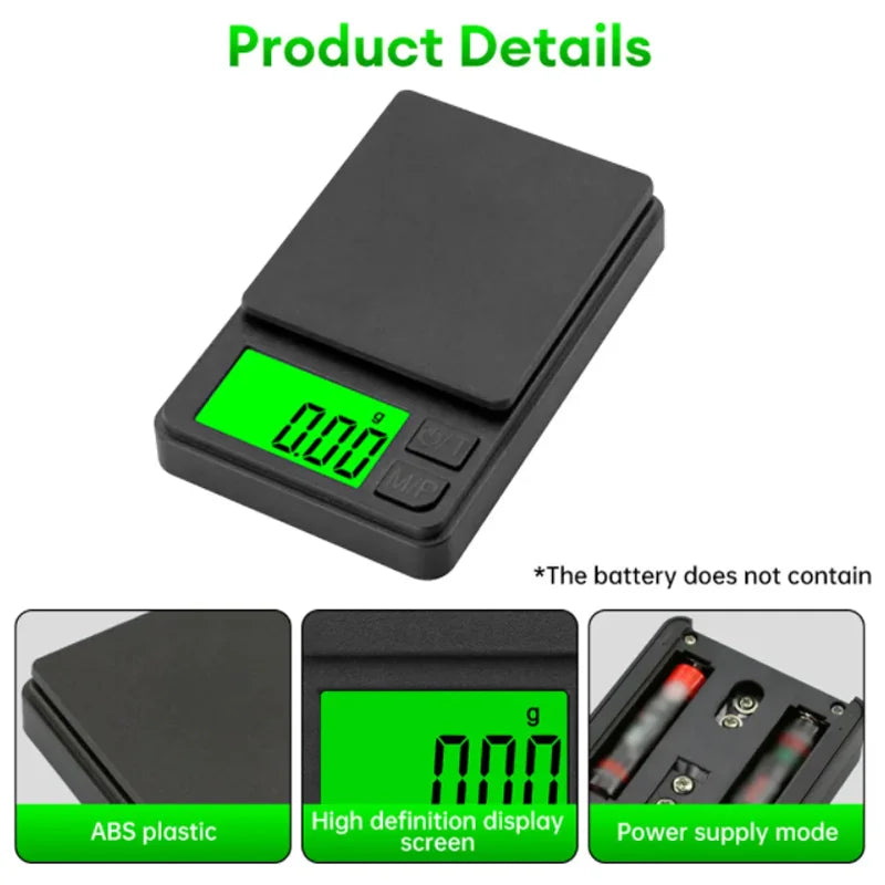 Precision Pocket Scale 1000g X 0.1g - Digital Gram, Food, Jewelry, Ounces/Grains Scale with Backlit LCD - Mini Scale for Travel - Smarsty