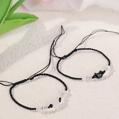 Moonstone Obsidian Couple Bracelets Handmade Minimalist Jewelry - Smarsty