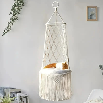 Handwoven Cat Hammock Swing Bed for Cozy Comfort - Smarsty