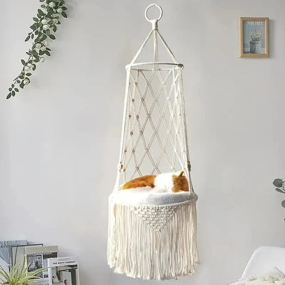 Handwoven Cat Hammock Swing Bed for Cozy Comfort - Smarsty