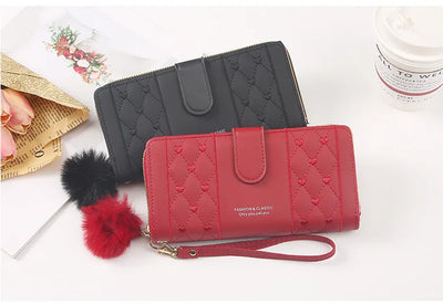 Women Long Wallet Pu Leather Card Holder Large Capacity Hasp Zipper Coin Purse Multi Card Organizer Cell Phone Wristlet Handbag - Smarsty