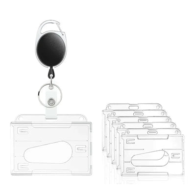 Transparent Cards Slots ID Tag Badge Holder with Badge Reel Cards Storage Organizer Employee Pass Work Card Case Sleeve - Smarsty