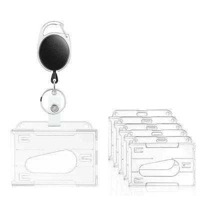 Transparent Cards Slots ID Tag Badge Holder with Badge Reel Cards Storage Organizer Employee Pass Work Card Case Sleeve - Smarsty