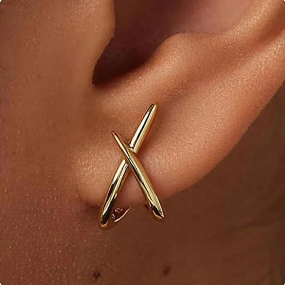 Gold Cross Stud Earrings Dainty Minimalist Lightweight - Smarsty