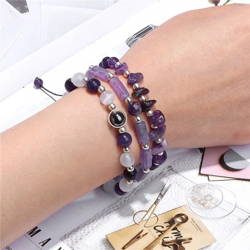 Amethyst Healing Bracelet Set for Weight Loss and Meditation - Smarsty