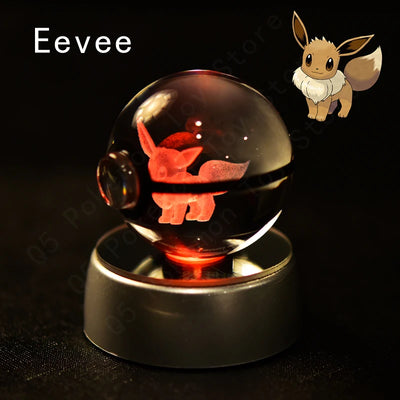 Pokemon Crystal Ball 3D Pikachu Mewtwo Mew Gengar Night Light Lamp Base Pokeball Crystal Pokemon Glass Ball Figure Birthday Gift - Smarsty