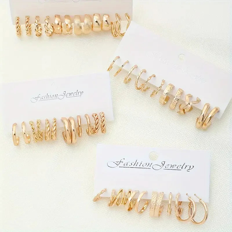 Vintage-Inspired Small Hoop Earring Set for Women - Smarsty