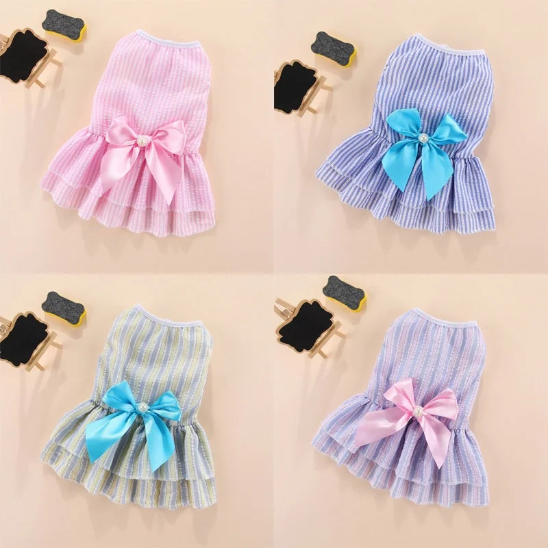 Puppy Vertical Striped Butterfly Skirt for Summer Fun - Smarsty