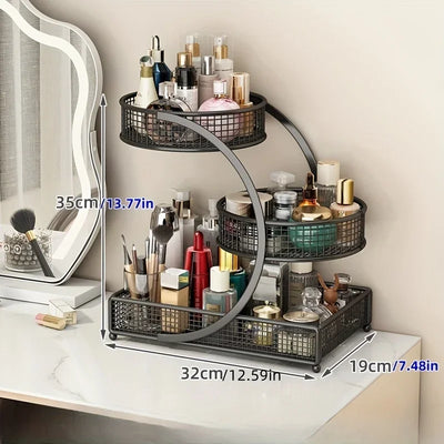 1pc Metal Makeup Storage Rack Cosmetic Organizer Dresser Multi-layer Skincare Organizing Box Lightweight No-Installation Home - Smarsty