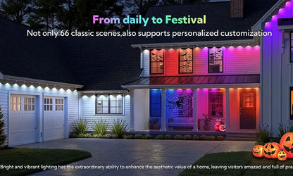 300FT 180LED Permanent Eaves LED Lights Outdoor Waterproof RGB String Lights DIY Scene Christmas Birthday Holiday Party Lighting