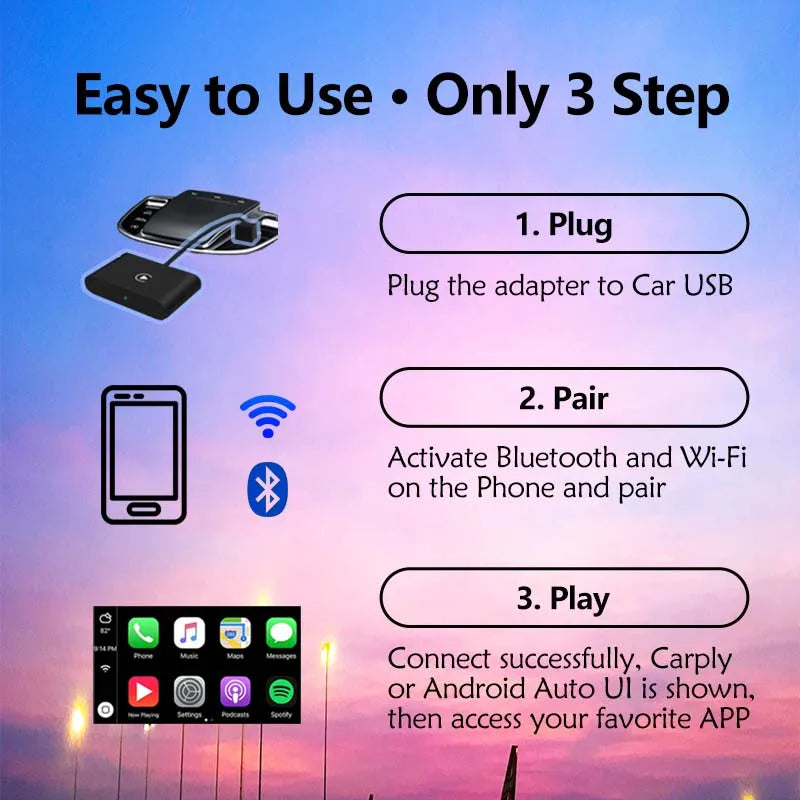 Wireless CarPlay Android Auto 2in1 Adapter Fast Connect - Smarsty