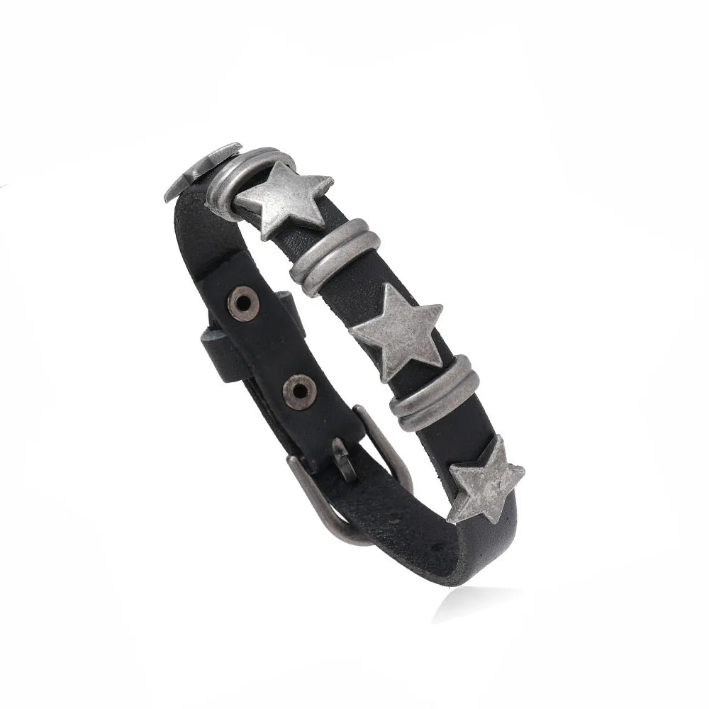 Punk Dark PU Chain Bracelet Multi Layered Fashion Jewelry - Smarsty
