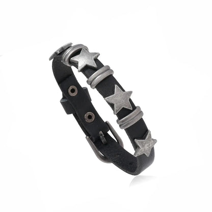 Punk Dark PU Chain Bracelet Multi Layered Fashion Jewelry - Smarsty