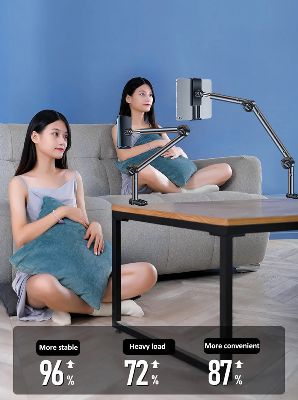 Long Arm 360 Tablet Holder Stand for 4 To 12.9Inch Tablet Smartphone Bed Adjustable Desktop Lazy Holder Bracket Support for Ipad