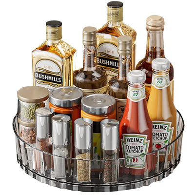 Rotating Tray Spice Rack Pantry Cabinet Turntable With Base Storage Bin Kitchen Organizer For Seasoning Cosmetic Storage Box by Smarsty