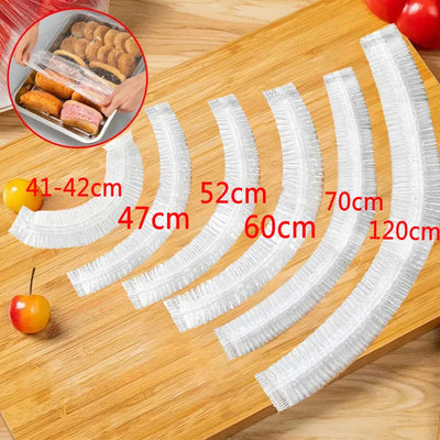 Disposable Food Cover Plastic Shower Cap Fruit Food Cover Elastic Plastic Wrap Cover Food Grade Storage Bag Kitchen Organizer by Smarsty