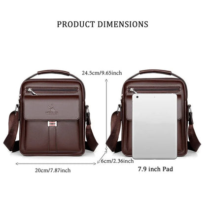 Mens Crossbody Bag Waterproof PU Leather Large Capacity - Smarsty