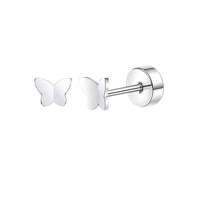 Stainless Steel Heart Moon Ear Studs Screw Back Cartilage - Smarsty