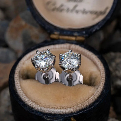 Moissanite Stud Earrings Sterling Silver VVS D Sparkle - Smarsty
