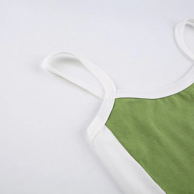 Sleeveless Knitted Crop Tops Green Sexy Basic Patchwork 2023 Summer Casual Cami Backless Y2k Vintage Tank Top Women - Smarsty