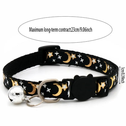 Pet Collar With Bell Cartoon Footprint Colorful Dog Puppy Kitten Collar Adjustable Safety Bell Ring Necklace Pet Accessories