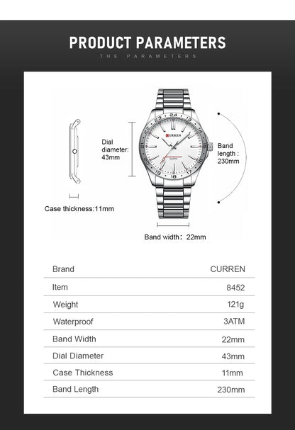 Curren Men's Ultra Thin Stainless Steel Quartz Watch - Smarsty