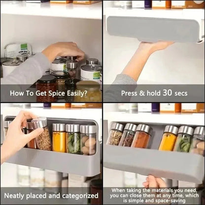 Plastic Seasoning Bottle Storage Rack Kitchen Seasoning Bottle Punch-free Adjustable Multi-functional Seasoning Jar Set
