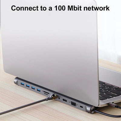 11 in 1 USB C Docking Station with 4K HDMI-Compatible VGA Ethernet USB C Dock 100W PD SD/TF Audio Type C Hub 1* USB 3.0 3*USB2.0 - Smarsty