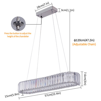 VETRULUS Modern Luxury Crystal Oval Design Led Chandelier Ceiling Lamp Nordic Pendant Hanging Light Fixture Living Bedroom Hotel