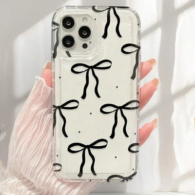 Pink Heart Bow iPhone Case Soft Clear Shockproof Protection - Smarsty