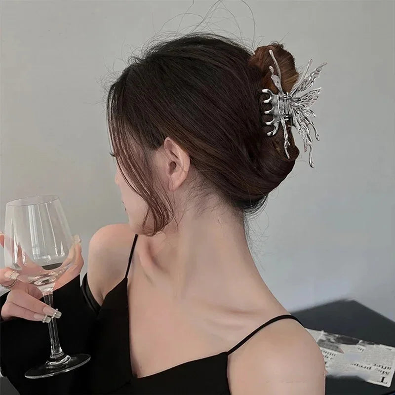 Large Hollow Butterfly Hair Claw Set Stylish Elegant Alloy - Smarsty
