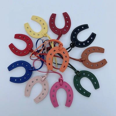 10 Colors Women and Girls PU Leather Horse Hoof Horseshoe Keychain Handbag Holder Charm Bag Purse Accessories for Handbags - Smarsty