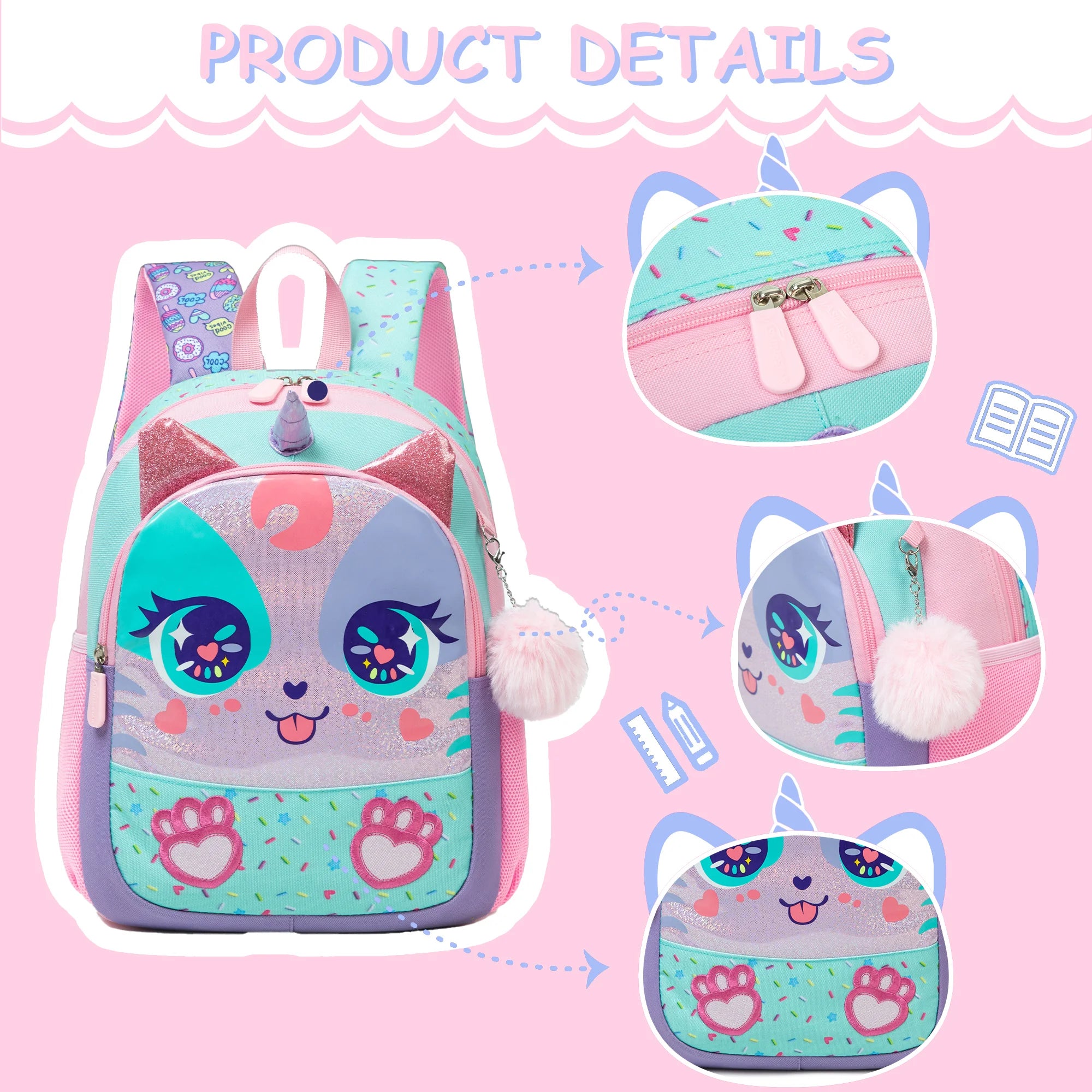 Sequins 13 Inch Girls Kindergarten School Backpack Bright - Smarsty