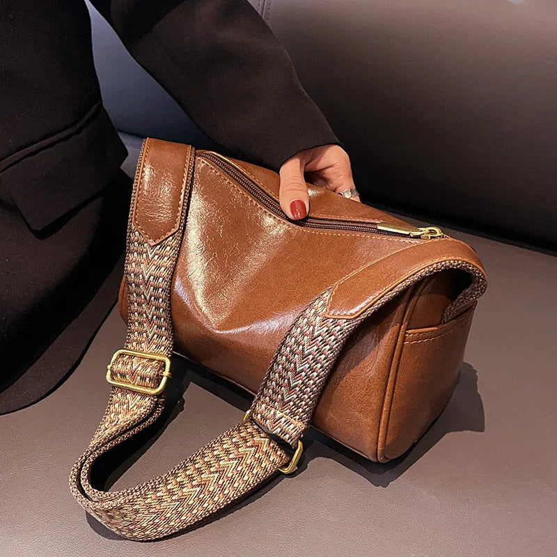 Vintage PU Leather Crossbody Bag For Women Compact Purse - Smarsty