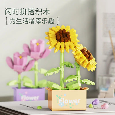 Bouquet Flower Mini Diy Building Block Toys for Children Bricks Blocks for Adults Constructor Micro Bricks Construction Set Gift by Smarsty