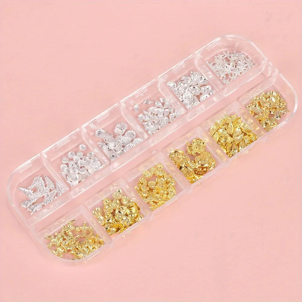 Metal Summer Ocean Nail Charms Set with Starfish and Shell - Smarsty