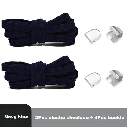 Flat Elastic Shoe Laces Sneakers No Tie Shoelaces for Shoes Tennis Quick Shoelace Clips Without Ties Shoe Accessories Kids Adult - Smarsty