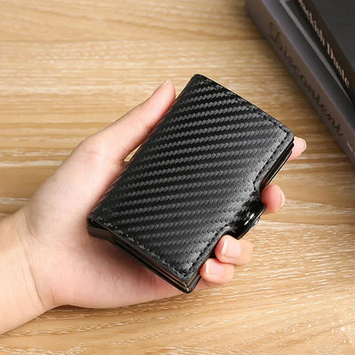 Large Capacity Double Layer ID Credit Card Holder Anti Rfid Blocking Protected Magic Wallet for Men Carbon Fiber Cardholder Case - Smarsty