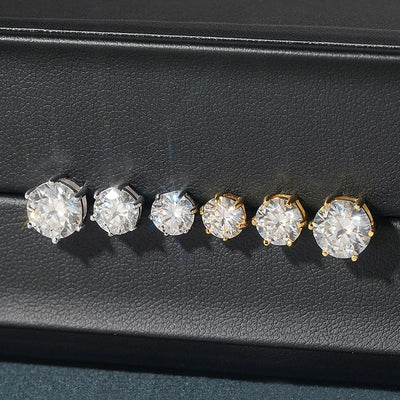 Certified Moissanite Stud Earrings 18K Plated Silver - Smarsty