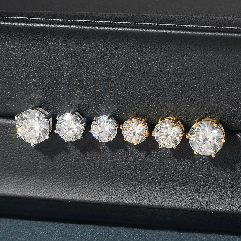 Certified Moissanite Stud Earrings 18K Plated Silver - Smarsty