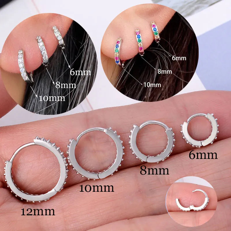 Stainless Steel Crystal Zirconia Small Huggie Earrings - Smarsty