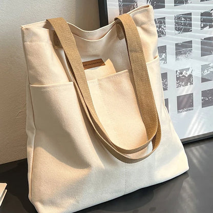 Women Canvas Tote Bag Large Capacity Reusable Shopping Bag - Smarsty