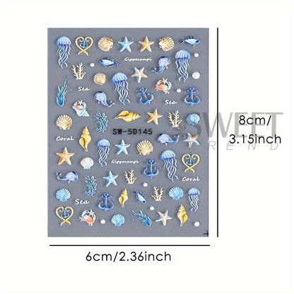 Summer Beach Jellyfish Nail Stickers for Unique Manicure - Smarsty
