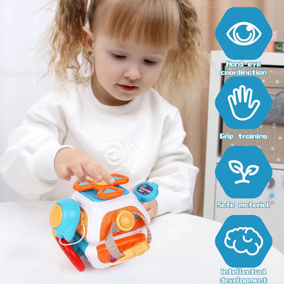 Montessori Sensory Toys Baby Busy Cube Activity Travel Toy Educational Learning Fidget Toys for Fine Motor Skills Children Gift - Smarsty