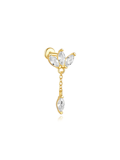 925 Sterling Silver Lotus Tassel Zircon Stud Earrings - Smarsty