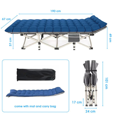 Folding Camping Cot Camp Cots Portable Heavy Duty Outdoor Camping Bed for Adults Home Beach RV Noon Break 200KG Bearing - Smarsty