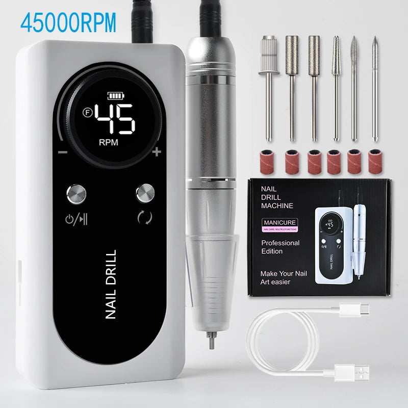 Rechargeable Electric Nail Drill Machine with High Speed - Smarsty