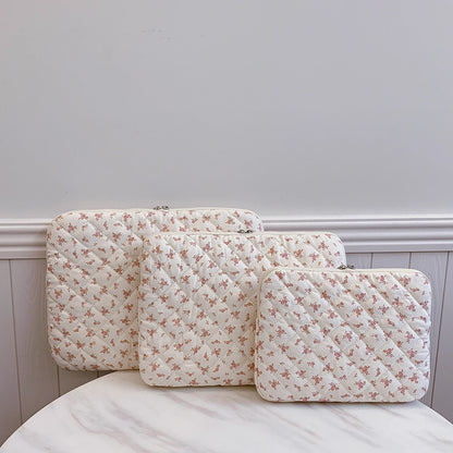 Chic Flower Print Quilted Laptop Bag 11 14 15 Sleeve