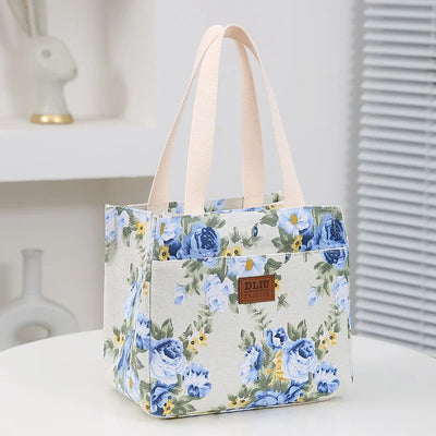 Insulated Floral Lunch Bag Large Capacity Bento Cooler - Smarsty