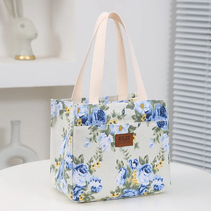Insulated Floral Lunch Bag Large Capacity Bento Cooler - Smarsty